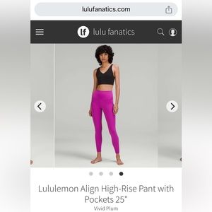 Lululemon Align High-Rise Pant with Pockets 25" Vivid Plum